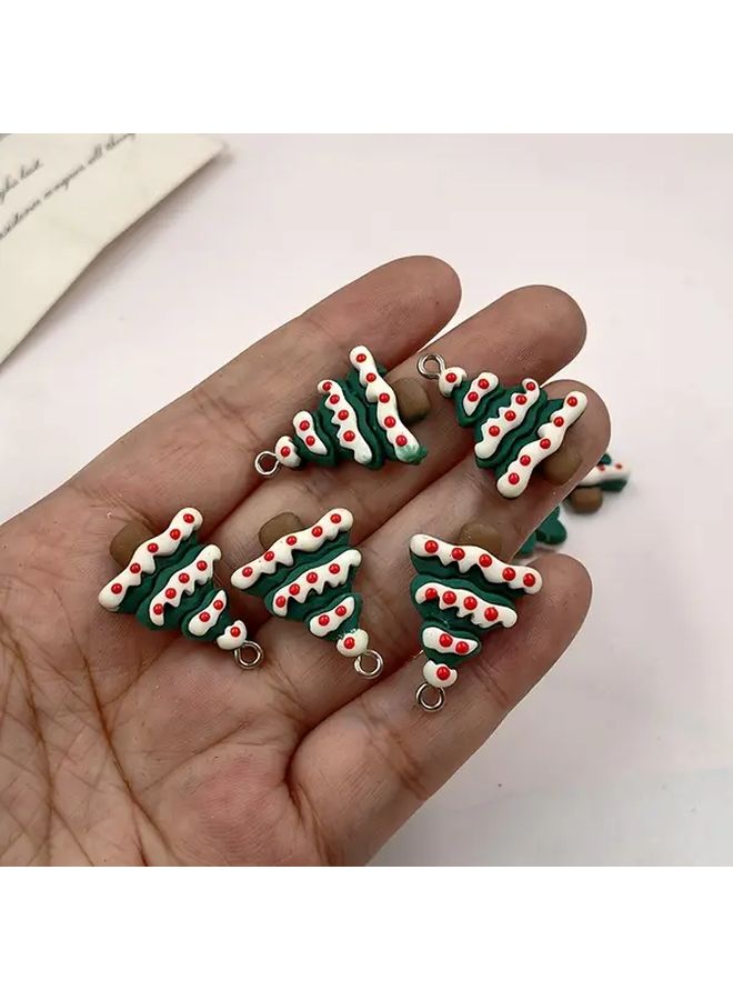 10pcs Mini Christmas Tree Resin Charms For DIY Jewelry Kawaii Holiday Crafting - Image 1